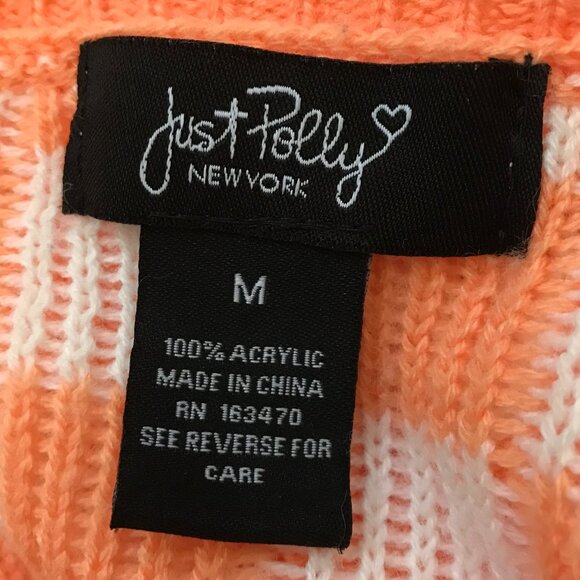 JUST POLLY Womans Checkered white and orange sweater V NECK SIZE M - Picture 3 of 5